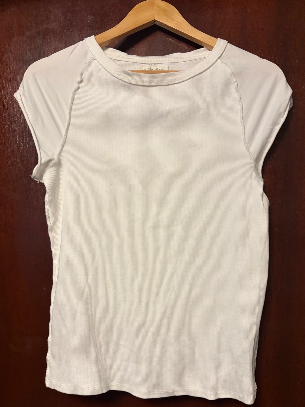 We The Free White Ribbed Cap-Sleeve Tank